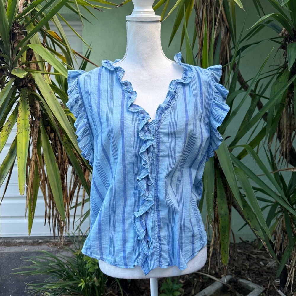 Ruffle Blue Shirt
